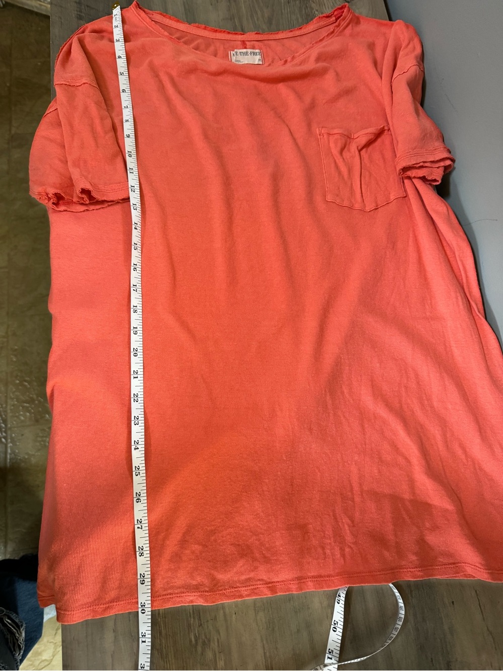 We The Free Coral/Red Short Sleeve Pocket Tee - Picture 8 of 9